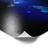 Morpho Butterfly in de donkere achtergrond Foto Afdruk (Hoek)