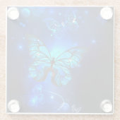 Morpho Butterfly in de donkere achtergrond Glazen Onderzetter (Achterkant)