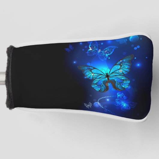 Morpho Butterfly in de donkere achtergrond Golfheadcover (Voorkant)