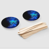 Morpho Butterfly in de donkere achtergrond Handwaaier (Niet-gemonteerd)