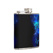 Morpho Butterfly in de donkere achtergrond Heupfles (Rechts)