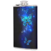 Morpho Butterfly in de donkere achtergrond Heupfles (Links)