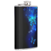 Morpho Butterfly in de donkere achtergrond Heupfles (Rechts)