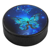 Morpho Butterfly in de donkere achtergrond Hockey Puck (3/4)