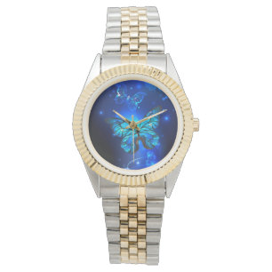 Morpho Butterfly in de donkere achtergrond Horloge