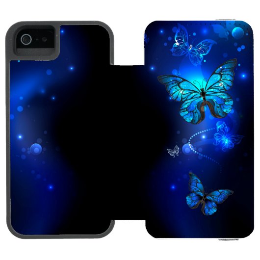 Morpho Butterfly in de donkere achtergrond Incipio iPhone Portemonnee Hoesje (Agenda Open)