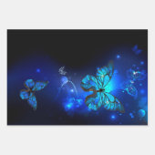 Morpho Butterfly in de donkere achtergrond Inpakpapier Vel (Voorkant 2)