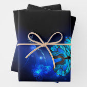 Morpho Butterfly in de donkere achtergrond Inpakpapier Vel (In situ)