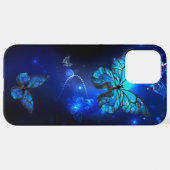 Morpho Butterfly in de donkere achtergrond iPhone Hoesje (Achterkant horizontaal)