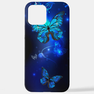 Morpho Butterfly in de donkere achtergrond iPhone 12 Pro Max Hoesje