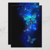 Morpho Butterfly in de donkere achtergrond Kaart (Voorkant / Achterkant)