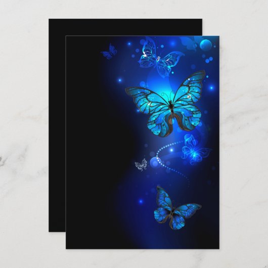 Morpho Butterfly in de donkere achtergrond Kaart (Voorkant / Achterkant)