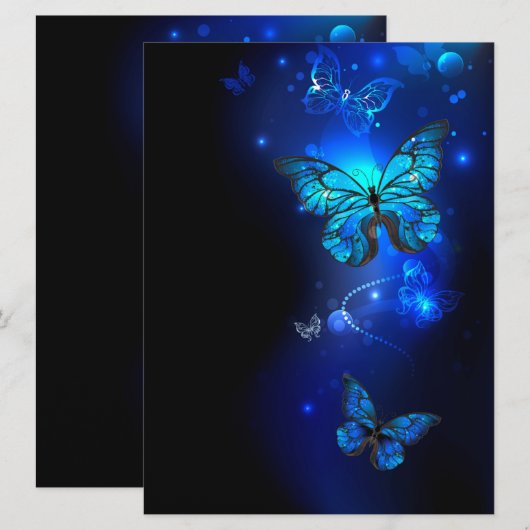 Morpho Butterfly in de donkere achtergrond Kaart (Voorkant / Achterkant)