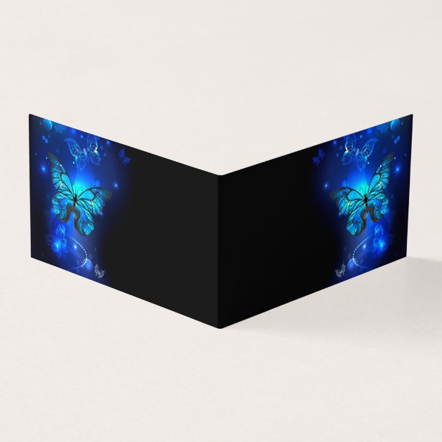 Morpho Butterfly in de donkere achtergrond Kaart (Buitenkant)