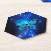 Morpho Butterfly in de donkere achtergrond Kartonnen Onderzetters (Schuin)