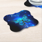 Morpho Butterfly in de donkere achtergrond Kartonnen Onderzetters (Gekanteld)