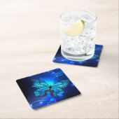 Morpho Butterfly in de donkere achtergrond Kartonnen Onderzetters (Insitu)