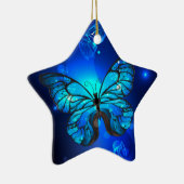 Morpho Butterfly in de donkere achtergrond Keramisch Ornament (Rechts)