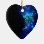 Morpho Butterfly in de donkere achtergrond Keramisch Ornament (Rechts)