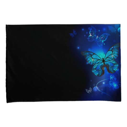 Morpho Butterfly in de donkere achtergrond Kussensloop (Voorkant-Rechts)