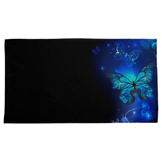 Morpho Butterfly in de donkere achtergrond Kussensloop (Voorkant-Rechts)