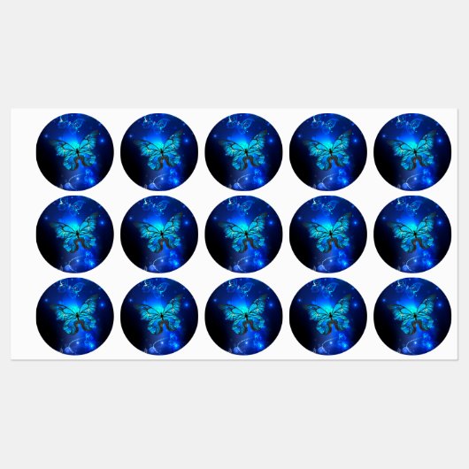 Morpho Butterfly in de donkere achtergrond Labels (Vel)