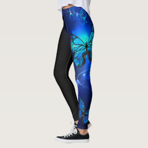 Morpho Butterfly in de donkere achtergrond Leggings