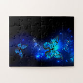 Morpho Butterfly in de donkere achtergrond Legpuzzel (Horizontaal)