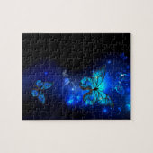 Morpho Butterfly in de donkere achtergrond Legpuzzel (Horizontaal)