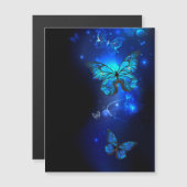 Morpho Butterfly in de donkere achtergrond Magnetische Uitnodiging (Voorkant / Achterkant)