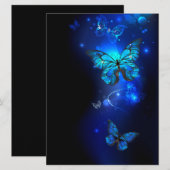 Morpho Butterfly in de donkere achtergrond Menu (Voorkant / Achterkant)