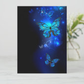 Morpho Butterfly in de donkere achtergrond Menu (Staand voorkant)