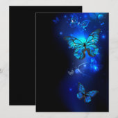 Morpho Butterfly in de donkere achtergrond Menu (Voorkant / Achterkant)