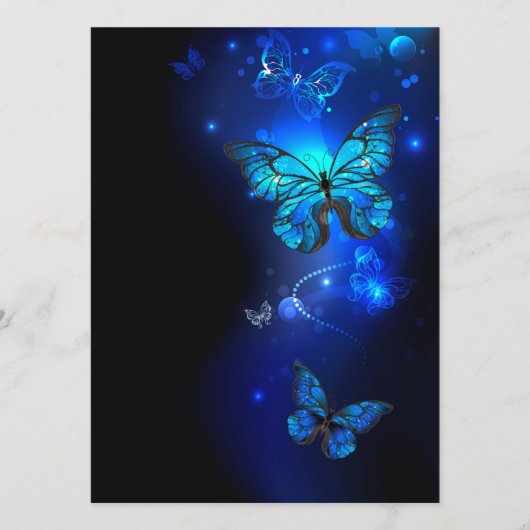 Morpho Butterfly in de donkere achtergrond Menu (Voorkant)