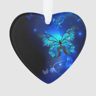 Morpho Butterfly in de donkere achtergrond Ornament