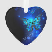 Morpho Butterfly in de donkere achtergrond Ornament (achterkant)