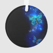 Morpho Butterfly in de donkere achtergrond Ornament (achterkant)