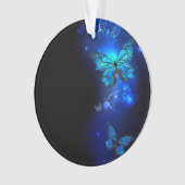 Morpho Butterfly in de donkere achtergrond Ornament (voorkant)