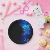 Morpho Butterfly in de donkere achtergrond Papieren Bordje (Feest)