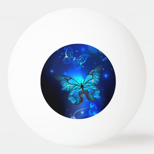 Morpho Butterfly in de donkere achtergrond Pingpongbal (Achterkant)