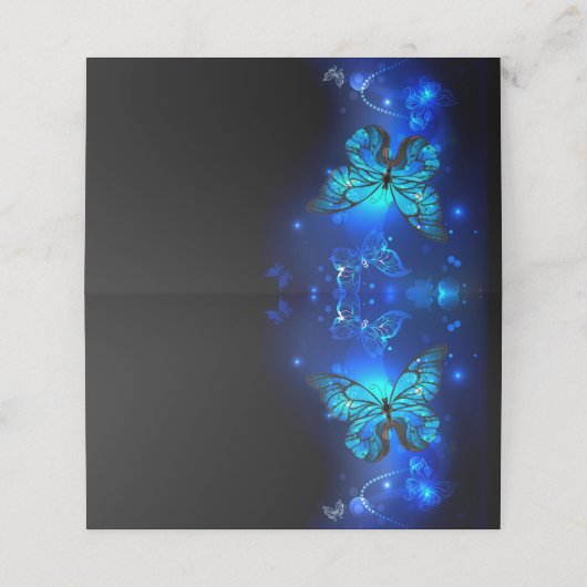 Morpho Butterfly in de donkere achtergrond Plaatskaartje (Buitenkant ongevouwen)