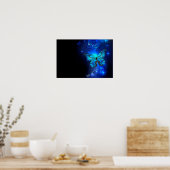 Morpho Butterfly in de donkere achtergrond Poster (Keuken)