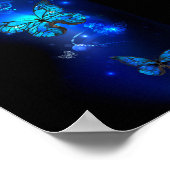 Morpho Butterfly in de donkere achtergrond Poster (Hoek)