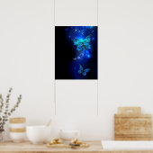 Morpho Butterfly in de donkere achtergrond Poster (Keuken)