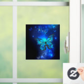 Morpho Butterfly in de donkere achtergrond Raamsticker (Huis)