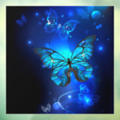 Morpho Butterfly in de donkere achtergrond Raamsticker (Vel 3)