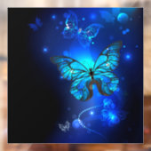 Morpho Butterfly in de donkere achtergrond Raamsticker (Vel 2)