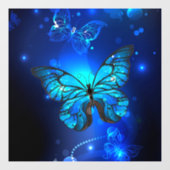 Morpho Butterfly in de donkere achtergrond Raamsticker (Vel)