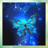 Morpho Butterfly in de donkere achtergrond Raamsticker (Vel 3)