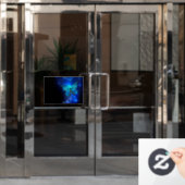 Morpho Butterfly in de donkere achtergrond Raamsticker (Kantoordeur)